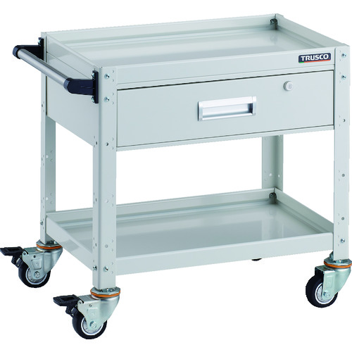 トラスコ TRUSCO ツールワゴン バーディワゴン 600×400 深型1段引出付 ウレタン車輪 ホワイト BDW-662YU-W 206-4194 (商品コード：173523)