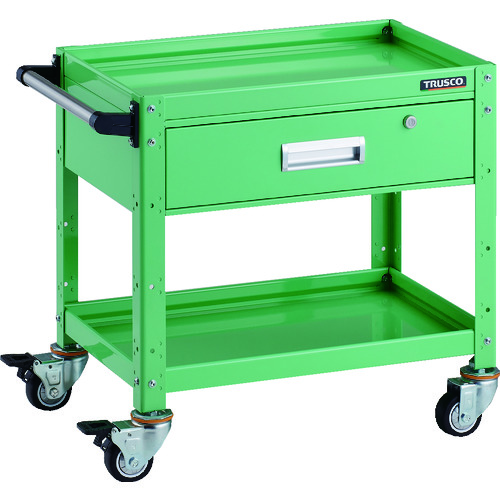 トラスコ TRUSCO ツールワゴン バーディワゴン 600×400 深型1段引出付 ウレタン車輪 ヤンググリーン BDW-662YU-YG 206-4195 (商品コード：173524)