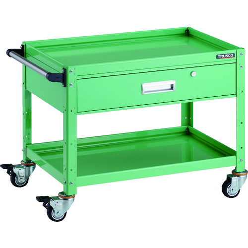 トラスコ TRUSCO ツールワゴン バーディワゴン 750×500 深型1段引出付 ウレタン車輪 ヤンググリーン BDW-672YU-YG 206-4197 (商品コード：173542)