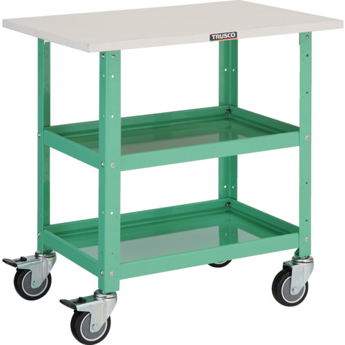 トラスコ TRUSCO ツールワゴン バーディワゴン 600X400 天板付 ウレタン車輪 ヤンググリーン BDW-762TU-YG 474-9791 (商品コード：173552)