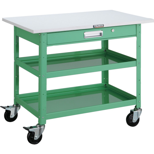 トラスコ TRUSCO ツールワゴン バーディワゴン 600X400 引出 天板付 ヤンググリーン BDW-762TV-YG 474-9758 (商品コード：173554)