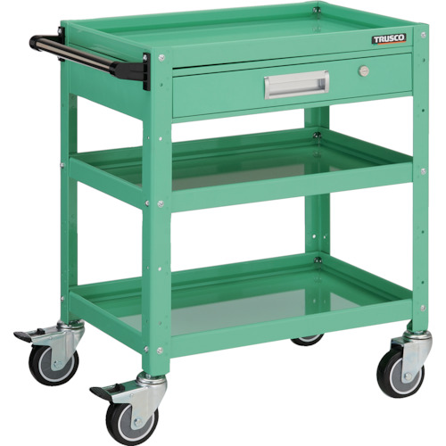 トラスコ TRUSCO ツールワゴン バーディワゴン 600×400 引出付 ウレタン車輪 ヤンググリーン BDW-763VU-YG 474-9898 (商品コード：173562)