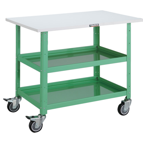 トラスコ TRUSCO ツールワゴン バーディワゴン 750X500 天板付 ウレタン車輪 ヤンググリーン BDW-772TU-YG 474-9804 (商品コード：173568)