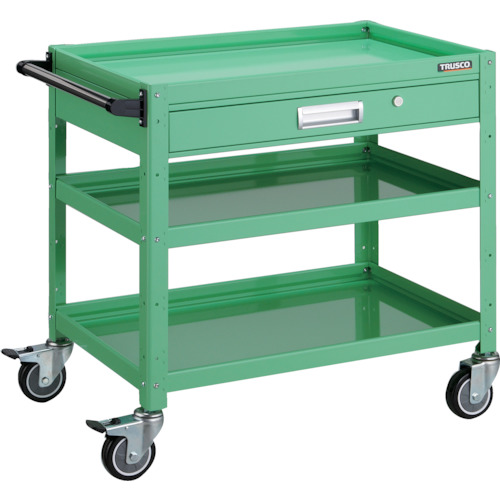 トラスコ TRUSCO ツールワゴン バーディワゴン 750X500 引出付 ウレタン車輪 ヤンググリーン BDW-773VU-YG 474-9901 (商品コード：173578)