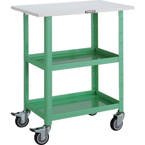 トラスコ TRUSCO ツールワゴン バーディワゴン 600X400 天板付 ウレタン車輪 ヤンググリーン BDW-962TU-YG 474-9812 (商品コード：173590)