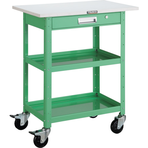 トラスコ TRUSCO ツールワゴン バーディワゴン 600X400 引出 天板付 ヤンググリーン BDW-962TV-YG 474-9774 (商品コード：173592)