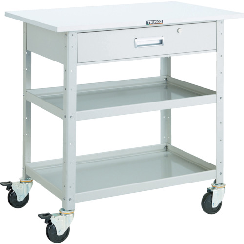 トラスコ TRUSCO ツールワゴン バーディワゴン 600X400 天板 深型1段引出付 ホワイト BDW-962TY-W 487-8094 (商品コード：173595)