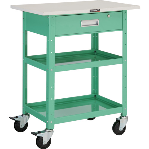 トラスコ TRUSCO ツールワゴン バーディワゴン 600X400 天板 深型1段引出付 ヤンググリーン BDW-962TY-YG 487-8108 (商品コード：173596)