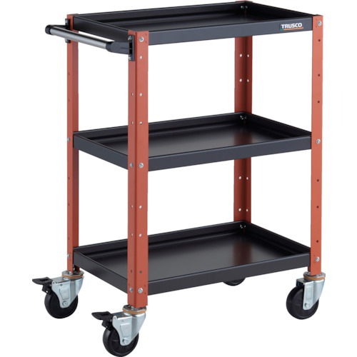 トラスコ TRUSCO ツールワゴン バーディワゴン 600X400XH880 3段 ブラック／オレンジ BDW-963-BKOR 326-7603 (商品コード：173598)