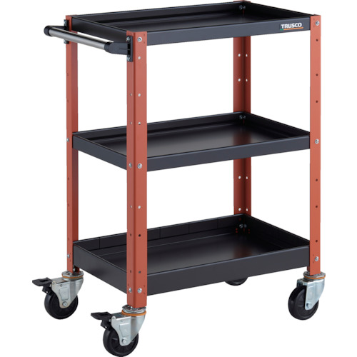 トラスコ TRUSCO ツールワゴン バーディワゴン 600X400XH880 浅2深1段 ブラック／オレンジ BDW-963F1-BKOR 326-7614 (商品コード：173603)