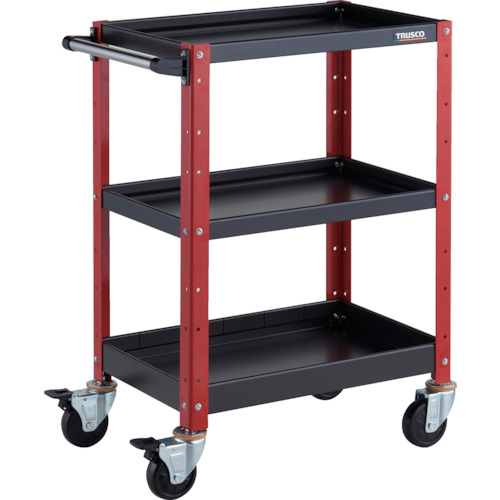 トラスコ TRUSCO ツールワゴン バーディワゴン 600X400XH880 浅2深1段 ブラック／レッド BDW-963F1-BKR 326-7615 (商品コード：173604)