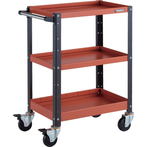 トラスコ TRUSCO ツールワゴン バーディワゴン 600X400XH880 浅2深1段 オレンジ／ブラック BDW-963F1-ORBK 326-7613 (商品コード：173605)