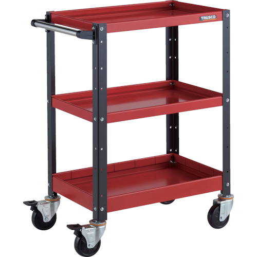 トラスコ TRUSCO ツールワゴン バーディワゴン 600X400XH880 浅2深1段 レッド／ブラック BDW-963F1-RBK 326-7618 (商品コード：173607)