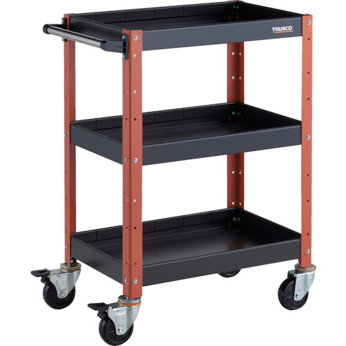 トラスコ TRUSCO ツールワゴン バーディワゴン 600X400XH880 深3段 ブラック／オレンジ BDW-963F3-BKOR 326-8079 (商品コード：173614)