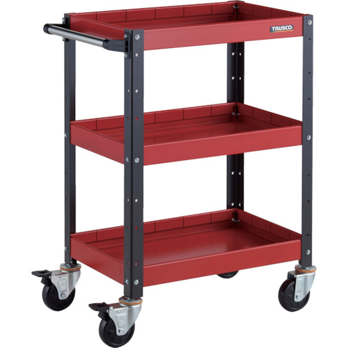 トラスコ TRUSCO ツールワゴン バーディワゴン 600X400XH880 深3段 レッド／ブラック BDW-963F3-RBK 326-8081 (商品コード：173618)