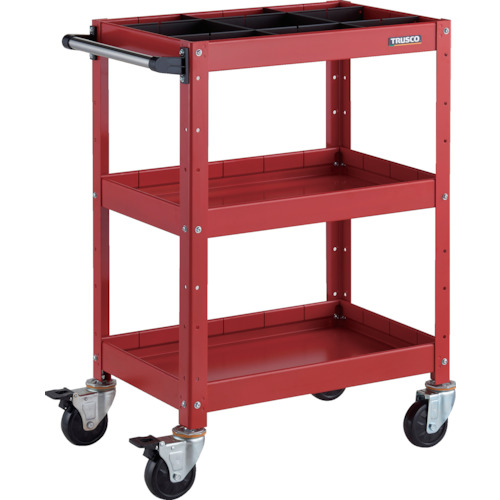 トラスコ TRUSCO ツールワゴン バーディワゴン 600X400XH880 深3段 1段仕切板付 レッド BDW-963F3S1-RR 326-8091 (商品コード：173626)