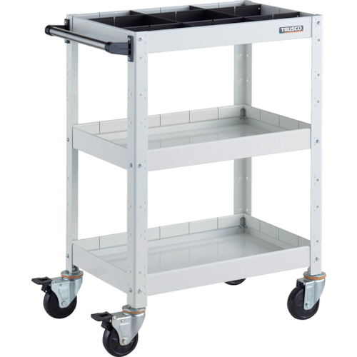 トラスコ TRUSCO ツールワゴン バーディワゴン 600X400XH880 深3段 1段仕切板付 ホワイト BDW-963F3S1-W 326-8095 (商品コード：173638)