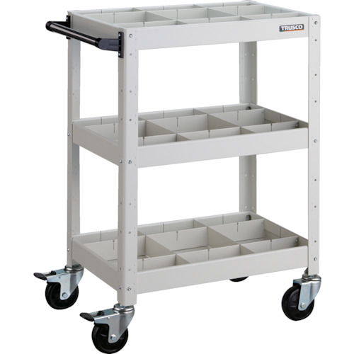 トラスコ TRUSCO ツールワゴン バーディワゴン 600X400XH880 深3段 仕切板付 ホワイト BDW-963F3S3-W 487-8132 (商品コード：173642)