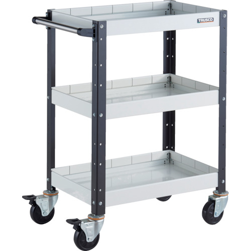 トラスコ TRUSCO ツールワゴン バーディワゴン 600X400XH880 深3段 ホワイト／ブラック BDW-963F3-WBK 326-8082 (商品コード：173645)