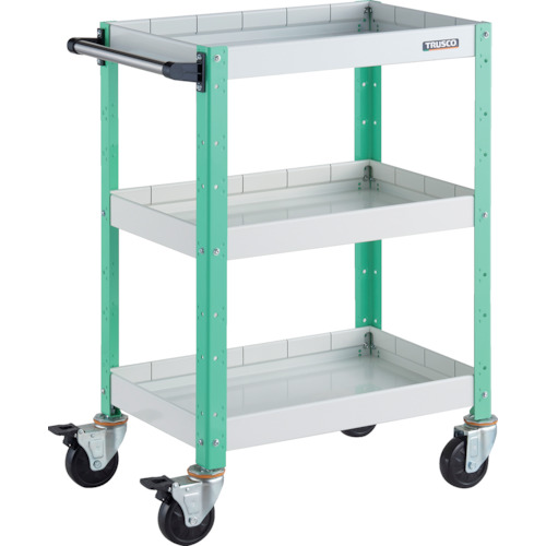 トラスコ TRUSCO ツールワゴン バーディワゴン 600X400XH880 深3段 ホワイト／ヤンググリーン BDW-963F3-WYG 326-8086 (商品コード：173646)