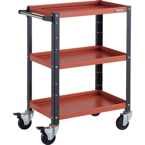 トラスコ TRUSCO ツールワゴン バーディワゴン 600X400XH880 3段 オレンジ／ブラック BDW-963-ORBK 326-7606 (商品コード：173648)
