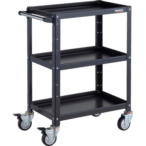 トラスコ TRUSCO ツールワゴン バーディワゴン 600X400XH880 ウレタン車輪 ブラック BDW-963U-BKBK 326-8117 (商品コード：173652)