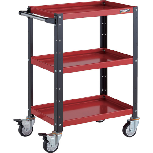 トラスコ TRUSCO ツールワゴン バーディワゴン 600X400XH880 ウレタン車輪 レッド／ブラック BDW-963U-RBK 326-8110 (商品コード：173657)