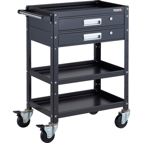 トラスコ TRUSCO ツールワゴン バーディワゴン 600X400 引出2段付 ブラック BDW-963V2-BKBK 326-8120 (商品コード：173663)