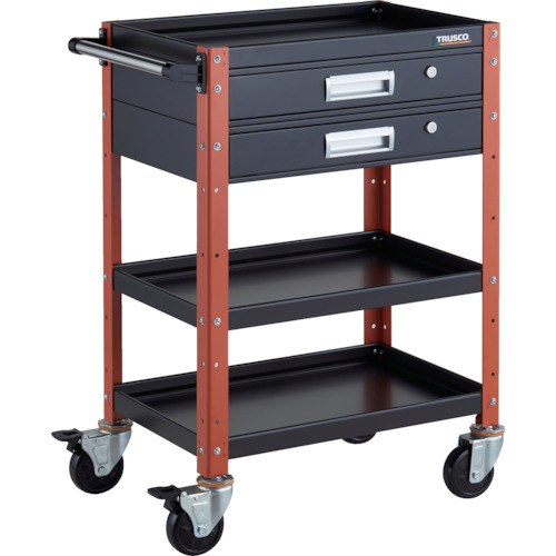 トラスコ TRUSCO ツールワゴン バーディワゴン 600X400 引出2段付 ブラック／オレンジ BDW-963V2-BKOR 326-8127 (商品コード：173664)