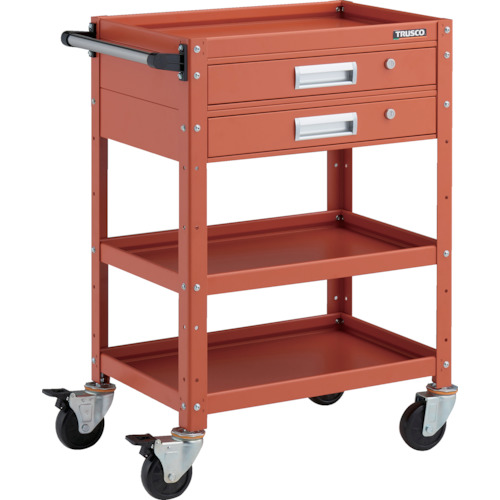 トラスコ TRUSCO ツールワゴン バーディワゴン 600X400 引出2段付 オレンジ BDW-963V2-OROR 326-8121 (商品コード：173667)