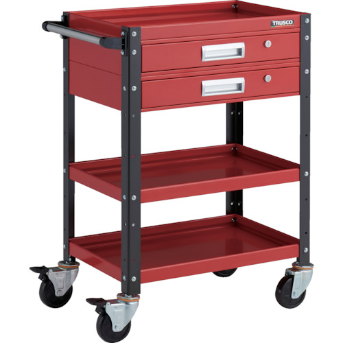 トラスコ TRUSCO ツールワゴン バーディワゴン 600X400 引出2段付 レッド／ブラック BDW-963V2-RBK 326-8125 (商品コード：173668)
