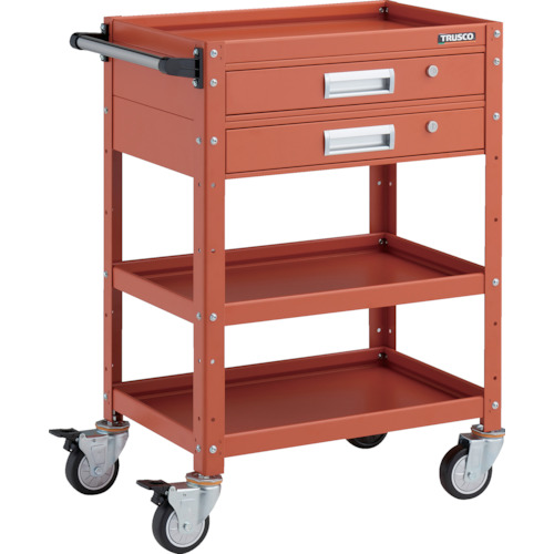 トラスコ TRUSCO ツールワゴン バーディワゴン 600X400 引出2段付 ウレタン車輪 オレンジ BDW-963V2U-OROR 326-8129 (商品コード：173674)