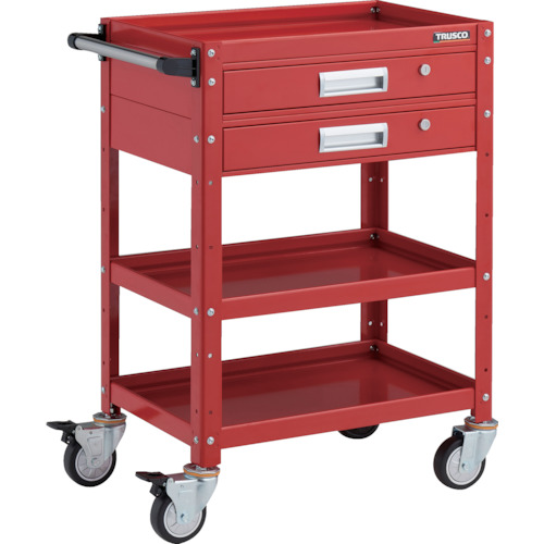 トラスコ TRUSCO ツールワゴン バーディワゴン 600X400 引出2段付 ウレタン車輪 レッド BDW-963V2U-RR 326-8130 (商品コード：173676)