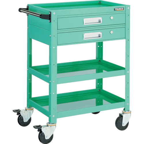 トラスコ TRUSCO ツールワゴン バーディワゴン 600X400 引出2段付 ヤンググリーン BDW-963V2-YG 475-0128 (商品コード：173684)