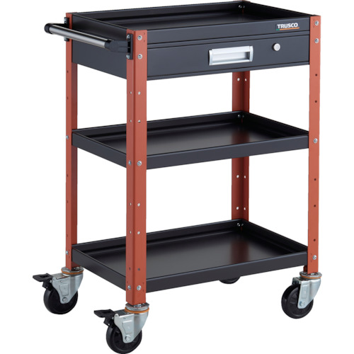 トラスコ TRUSCO ツールワゴン バーディワゴン 600X400 引出付 ブラック／オレンジ BDW-963V-BKOR 326-8140 (商品コード：173686)