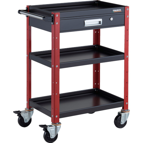 トラスコ TRUSCO ツールワゴン バーディワゴン 600X400 引出付 ブラック／レッド BDW-963V-BKR 326-8143 (商品コード：173687)