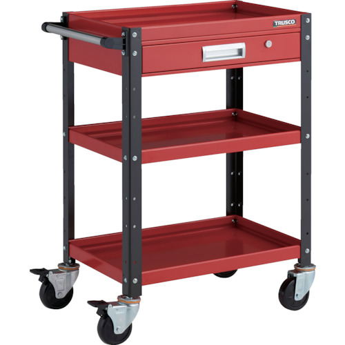 トラスコ TRUSCO ツールワゴン バーディワゴン 600X400 引出付 レッド／ブラック BDW-963V-RBK 326-8137 (商品コード：173690)