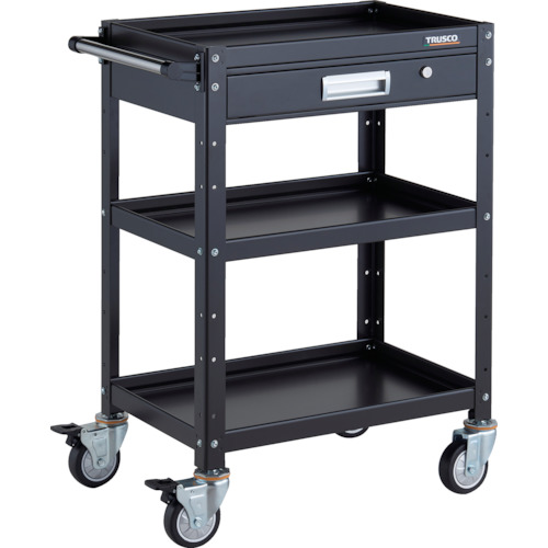 トラスコ TRUSCO ツールワゴン バーディワゴン 600X400 引出付 ウレタン車輪 ブラック BDW-963VU-BKBK 326-8159 (商品コード：173692)
