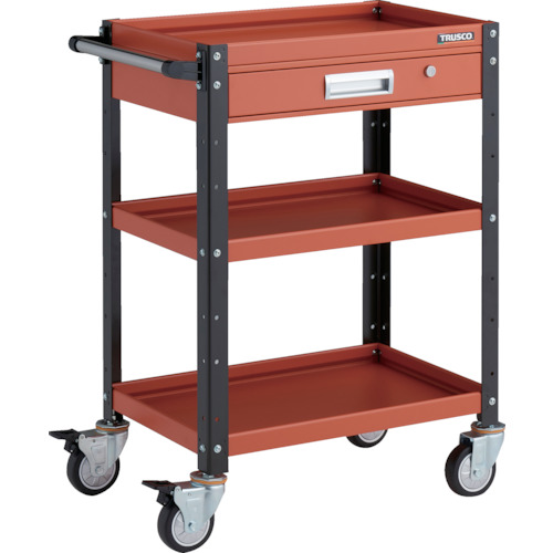 トラスコ TRUSCO ツールワゴン バーディワゴン 600X400 引出付 ウレタン車輪 オレンジ／ブラック BDW-963VU-ORBK 326-8156 (商品コード：173695)