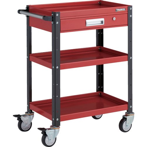 トラスコ TRUSCO ツールワゴン バーディワゴン 600X400 引出付 ウレタン車輪 レッド／ブラック BDW-963VU-RBK 326-8158 (商品コード：173697)