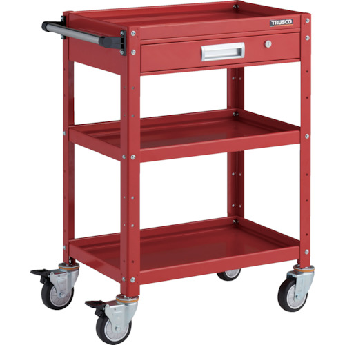 トラスコ TRUSCO ツールワゴン バーディワゴン 600X400 引出付 ウレタン車輪 レッド BDW-963VU-RR 326-8160 (商品コード：173698)