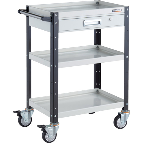 トラスコ TRUSCO ツールワゴン バーディワゴン 600X400 引出付 ウレタン車輪 ホワイト／ブラック BDW-963VU-WBK 326-8152 (商品コード：173700)