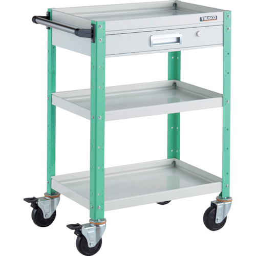 トラスコ TRUSCO ツールワゴン バーディワゴン 600X400 引出付 ホワイト／ヤンググリーン BDW-963V-WYG 326-8139 (商品コード：173705)