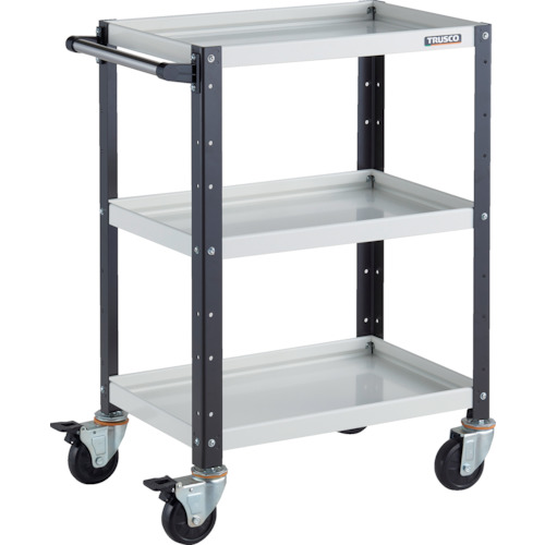 トラスコ TRUSCO ツールワゴン バーディワゴン 600X400XH880 3段 ホワイト／ブラック BDW-963-WBK 326-7604 (商品コード：173708)