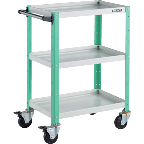トラスコ TRUSCO ツールワゴン バーディワゴン 600X400XH880 3段 ホワイト／ヤンググリーン BDW-963-WYG 326-7605 (商品コード：173709)