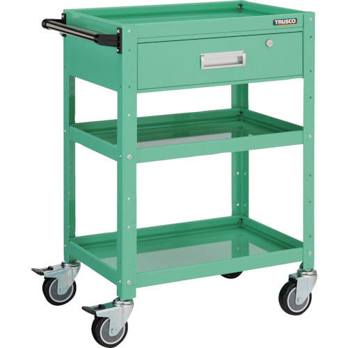トラスコ TRUSCO ツールワゴン バーディワゴン 600×400 深型1段引出付 ウレタン車輪 ヤンググリーン BDW-963YU-YG 487-8183 (商品コード：173712)