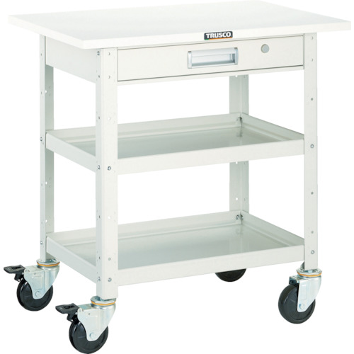 トラスコ TRUSCO ツールワゴン バーディワゴン 750X500 引出 天板付 ホワイト BDW-972TV-W 450-1667 (商品コード：173717)