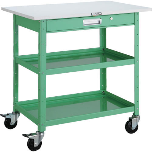 トラスコ TRUSCO ツールワゴン バーディワゴン 750X500 引出 天板付 ヤンググリーン BDW-972TV-YG 474-9782 (商品コード：173718)