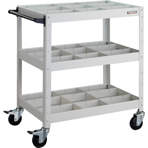 トラスコ TRUSCO ツールワゴン バーディワゴン 750X500XH880 深3段 仕切板付 ホワイト BDW-973F3S3-W 487-8256 (商品コード：173727)