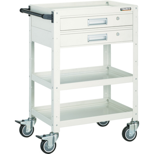 トラスコ TRUSCO ツールワゴン バーディワゴン 750×500 引出2段付 ウレタン車輪 ホワイト BDW-973V2U-W 450-1705 (商品コード：173733)